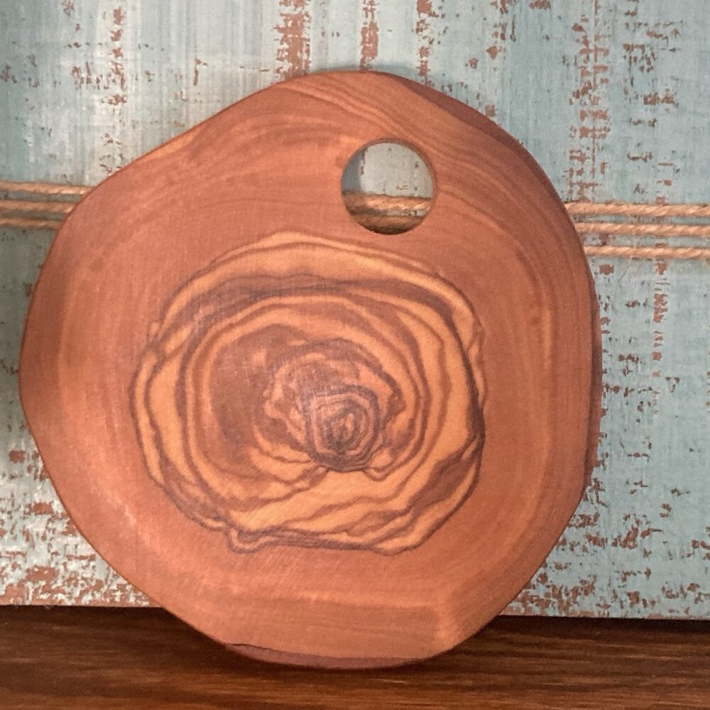 Olive Wood Rustic Natural Coaster Set of 6 with Holder Hand Made - Picture 10 of 16